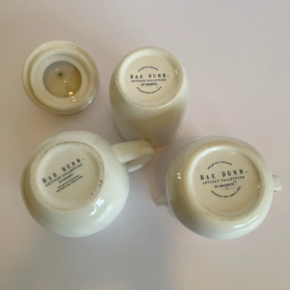 Rae Dunn SWEET CREAM SYRUP Coffee Bar Set Sugar Creamer Pitcher‎ Farmhouse Gift